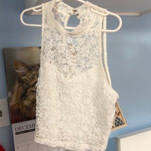 White laced crop top